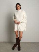 Abito in maglia collo cratere - Panna