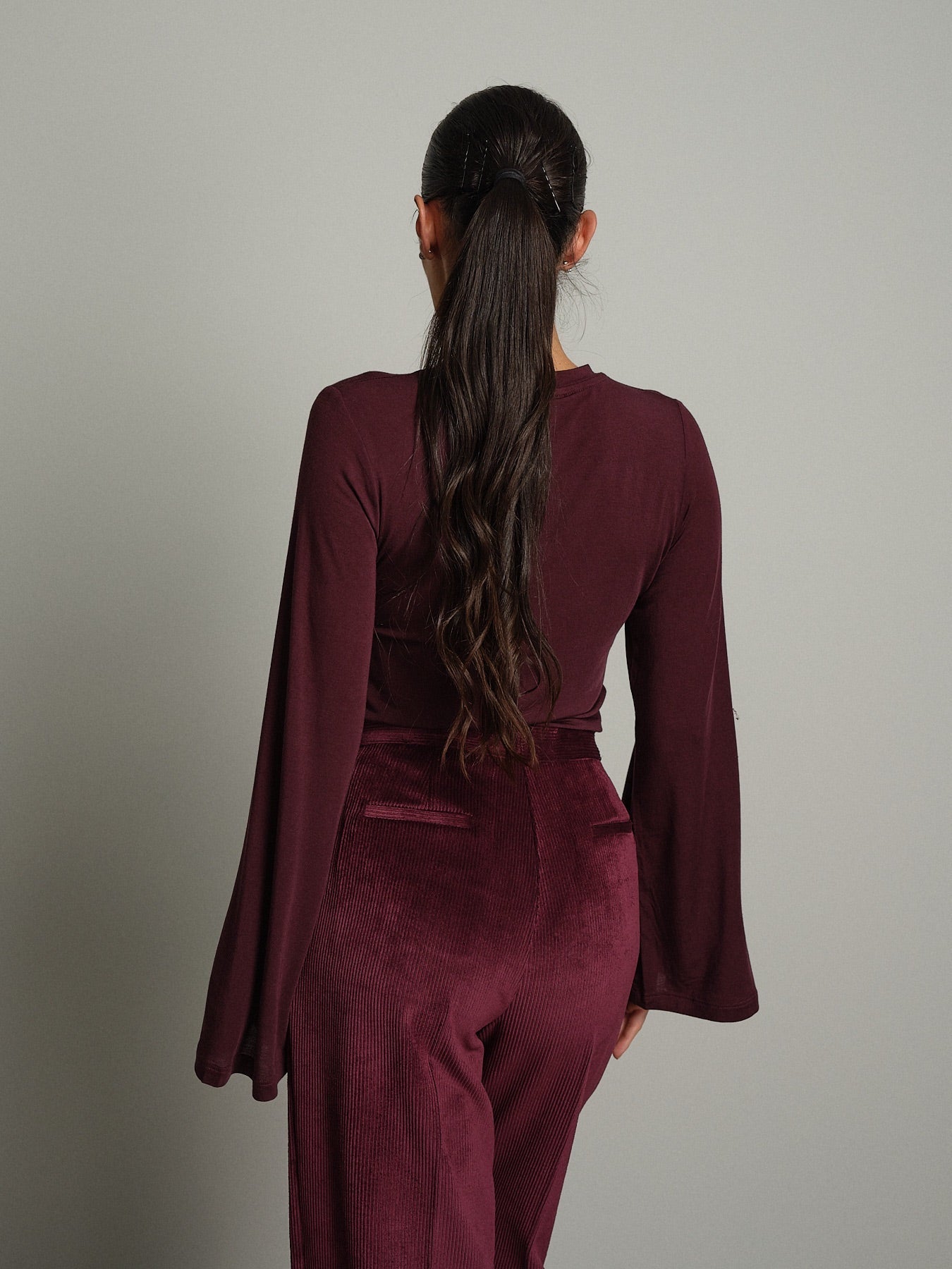 Maglia modal manica campana Bordeaux Haveone MSH-R246;Maglia modal manica campana Bordeaux Haveone MSH-R246 — foto 2