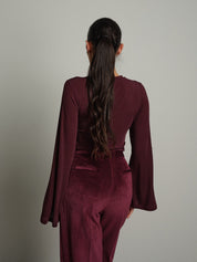 Maglia modal manica campana Bordeaux Haveone MSH-R246;Maglia modal manica campana Bordeaux Haveone MSH-R246 — foto 2