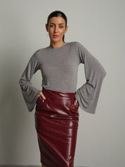 Maglia modal manica campana Grigio Haveone MSH-R246;Maglia modal manica campana Grigio Haveone MSH-R246 — foto 2;Maglia modal manica campana Grigio Haveone MSH-R246 — foto 3;Maglia modal manica campana Grigio Haveone MSH-R246 — foto 4
