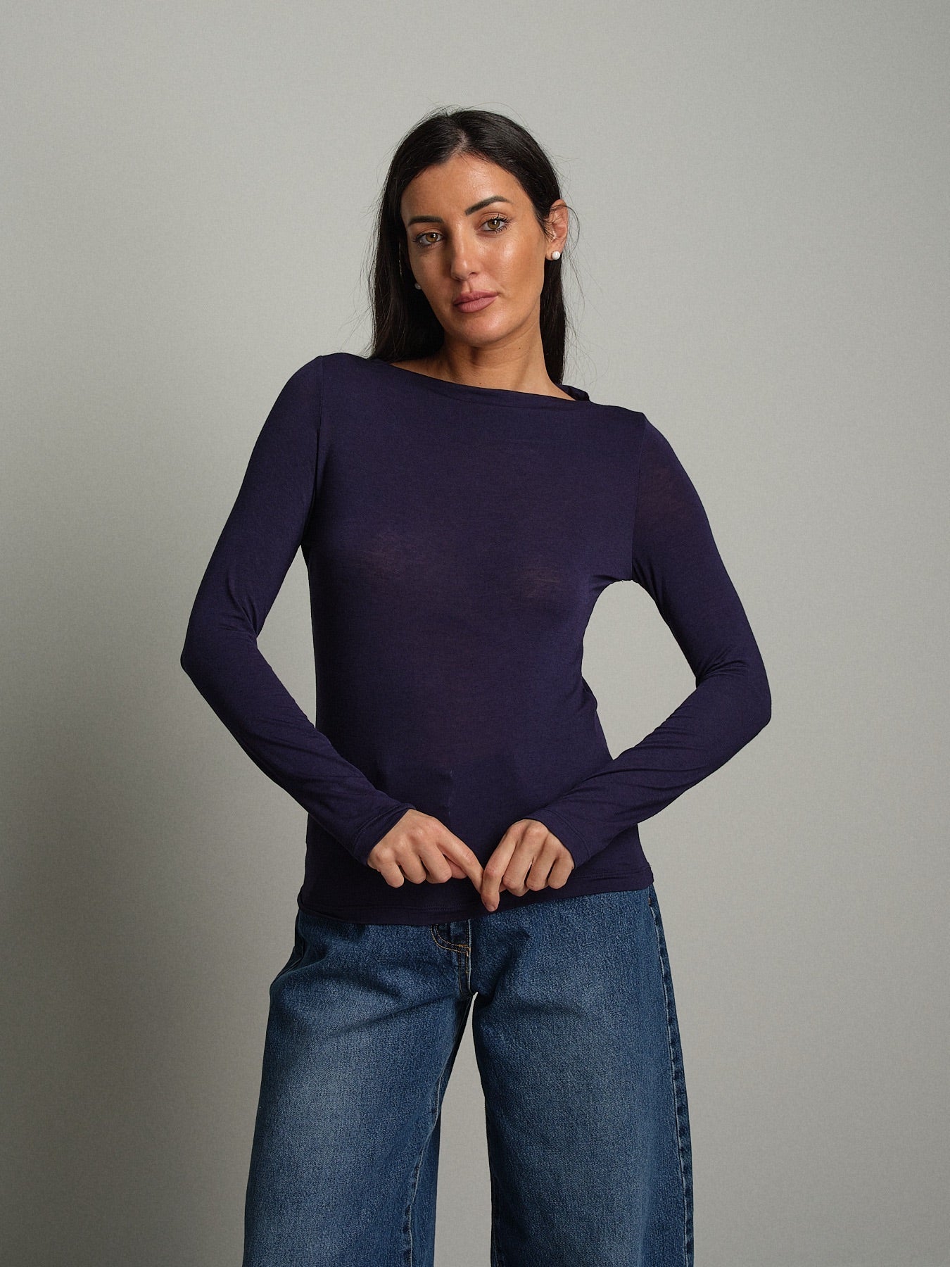 Maglia scollo barca modal Blu Haveone MSH-R248;Maglia scollo barca modal Blu Haveone MSH-R248 — foto 2;Maglia scollo barca modal Blu Haveone MSH-R248 — foto 3