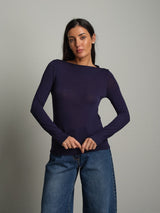 Maglia  scollo barca modal - Blu