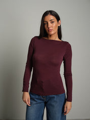 Maglia scollo barca modal Bordeaux Haveone MSH-R248;Maglia scollo barca modal Bordeaux Haveone MSH-R248 — foto 2;Maglia scollo barca modal Bordeaux Haveone MSH-R248 — foto 3