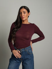 Maglia scollo barca modal Bordeaux Haveone MSH-R248;Maglia scollo barca modal Bordeaux Haveone MSH-R248 — foto 2;Maglia scollo barca modal Bordeaux Haveone MSH-R248 — foto 3