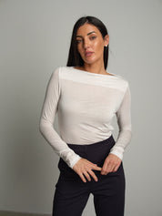 Maglia scollo barca modal Panna Haveone MSH-R248;Maglia scollo barca modal Panna Haveone MSH-R248 — foto 2;Maglia scollo barca modal Panna Haveone MSH-R248 — foto 3