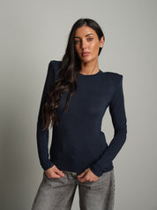 Maglia modal spalle imbottite Blu Haveone MSH-R268;Maglia modal spalle imbottite Blu Haveone MSH-R268 — foto 2;Maglia modal spalle imbottite Blu Haveone MSH-R268 — foto 3;Maglia modal spalle imbottite Blu Haveone MSH-R268 — foto 4