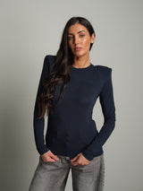 Maglia modal spalle imbottite - Blu