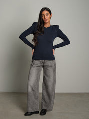 Maglia modal spalle imbottite Blu Haveone MSH-R268;Maglia modal spalle imbottite Blu Haveone MSH-R268 — foto 2;Maglia modal spalle imbottite Blu Haveone MSH-R268 — foto 3;Maglia modal spalle imbottite Blu Haveone MSH-R268 — foto 4