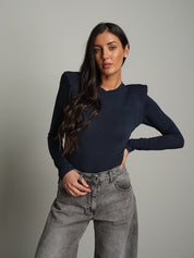 Maglia modal spalle imbottite Blu Haveone MSH-R268;Maglia modal spalle imbottite Blu Haveone MSH-R268 — foto 2;Maglia modal spalle imbottite Blu Haveone MSH-R268 — foto 3;Maglia modal spalle imbottite Blu Haveone MSH-R268 — foto 4