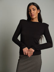 Maglia modal spalle imbottite Nero Haveone MSH-R268;Maglia modal spalle imbottite Nero Haveone MSH-R268 — foto 2;Maglia modal spalle imbottite Nero Haveone MSH-R268 — foto 3;Maglia modal spalle imbottite Nero Haveone MSH-R268 — foto 4