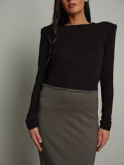 Maglia modal spalle imbottite Nero Haveone MSH-R268;Maglia modal spalle imbottite Nero Haveone MSH-R268 — foto 2;Maglia modal spalle imbottite Nero Haveone MSH-R268 — foto 3;Maglia modal spalle imbottite Nero Haveone MSH-R268 — foto 4