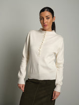 Pullover bottoni perla - Burro