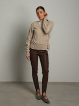 Leggings ecopelle aghetta - moro