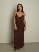 Top spallina stretta basic - Moka