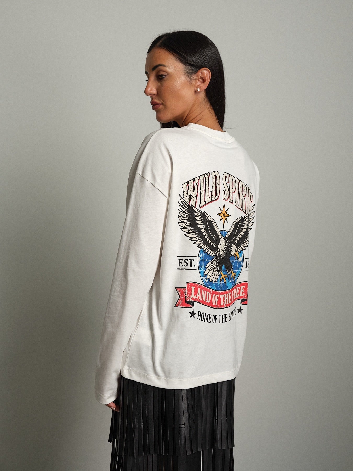 Maglia wild spirit Bianco-ottico Haveone TDY-R029;Maglia wild spirit Bianco-ottico Haveone TDY-R029 — foto 2;Maglia wild spirit Bianco-ottico Haveone TDY-R029 — foto 3;Maglia wild spirit Bianco-ottico Haveone TDY-R029 — foto 4;Maglia wild spirit Bianco-ottico Haveone TDY-R029 — foto 5