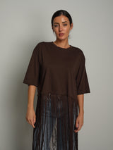 T-shirt frange lunghe - moro