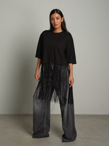 T-shirt frange lunghe - Nero