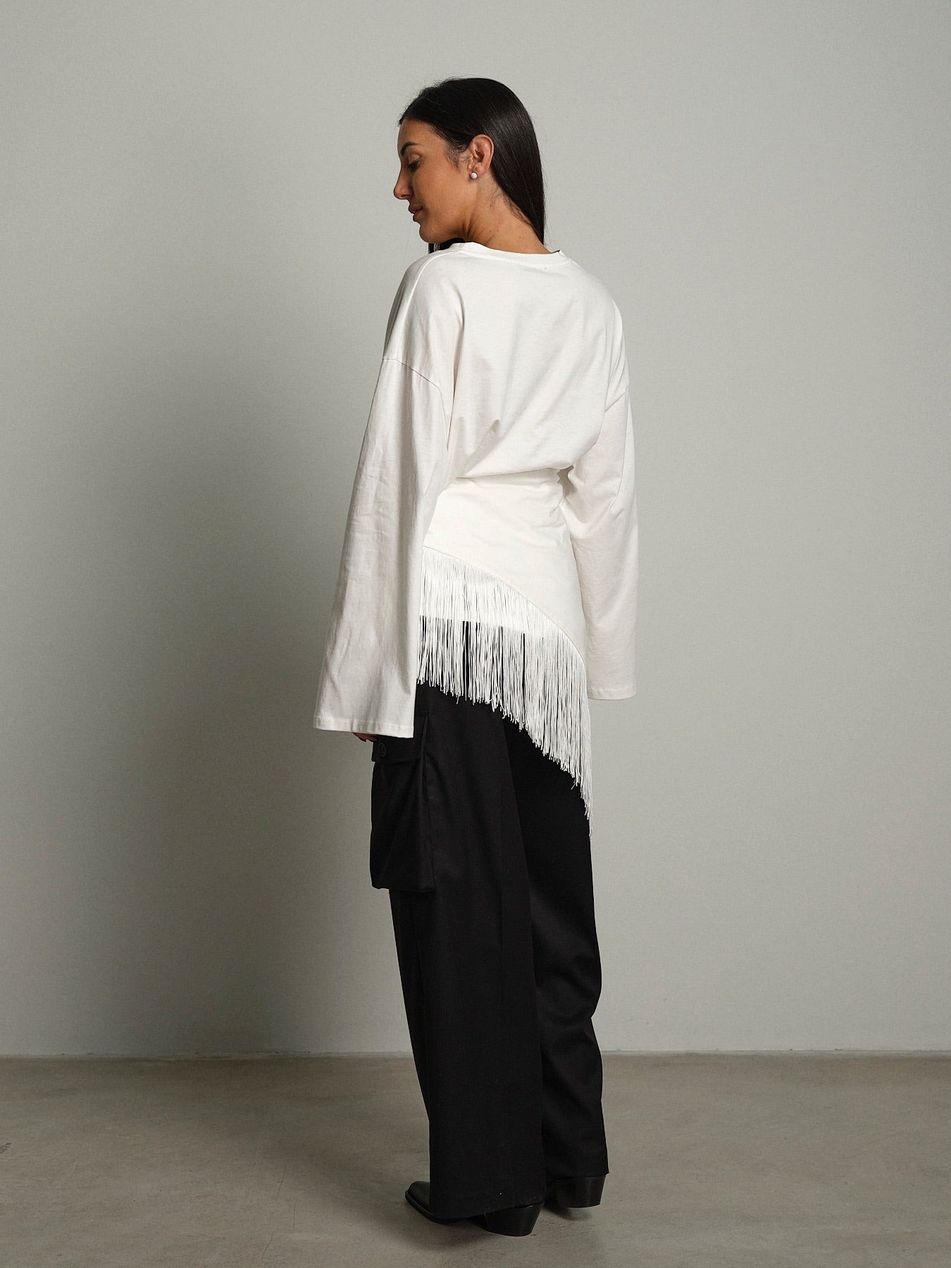 Maglia foulard frange Bianco-ottico Haveone TVS-R049;Maglia foulard frange Bianco-ottico Haveone TVS-R049 — foto 2;Maglia foulard frange Bianco-ottico Haveone TVS-R049 — foto 3;Maglia foulard frange Bianco-ottico Haveone TVS-R049 — foto 4;Maglia foulard frange Bianco-ottico Haveone TVS-R049 — foto 5;Maglia foulard frange Bianco-ottico Haveone TVS-R049 — foto 6
