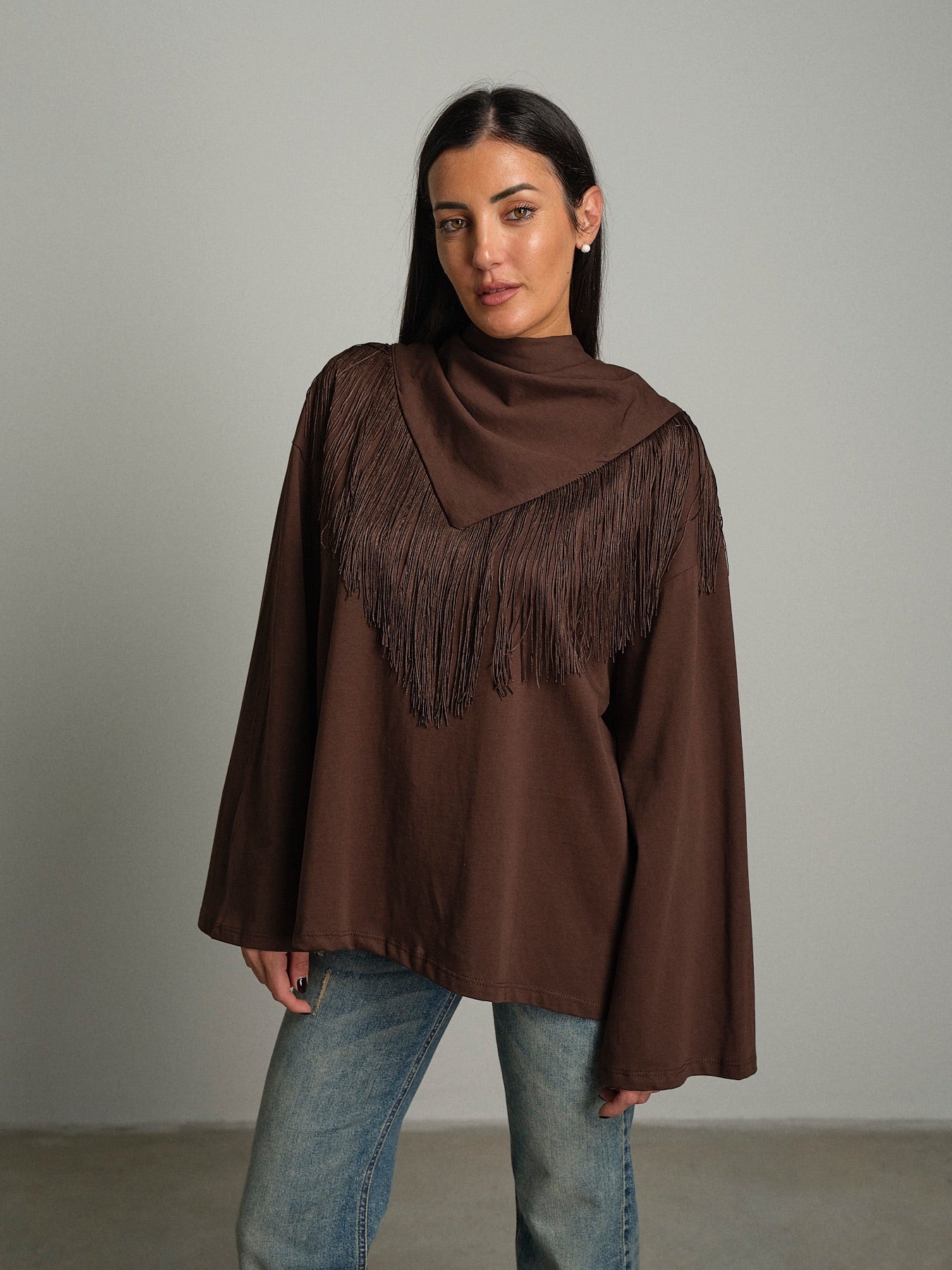 Maglia foulard frange Moro Haveone TVS-R049;Maglia foulard frange Moro Haveone TVS-R049 — foto 2;Maglia foulard frange Moro Haveone TVS-R049 — foto 3