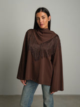 Maglia foulard frange - moro