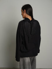 Maglia foulard frange Nero Haveone TVS-R049;Maglia foulard frange Nero Haveone TVS-R049 — foto 2;Maglia foulard frange Nero Haveone TVS-R049 — foto 3;Maglia foulard frange Nero Haveone TVS-R049 — foto 4