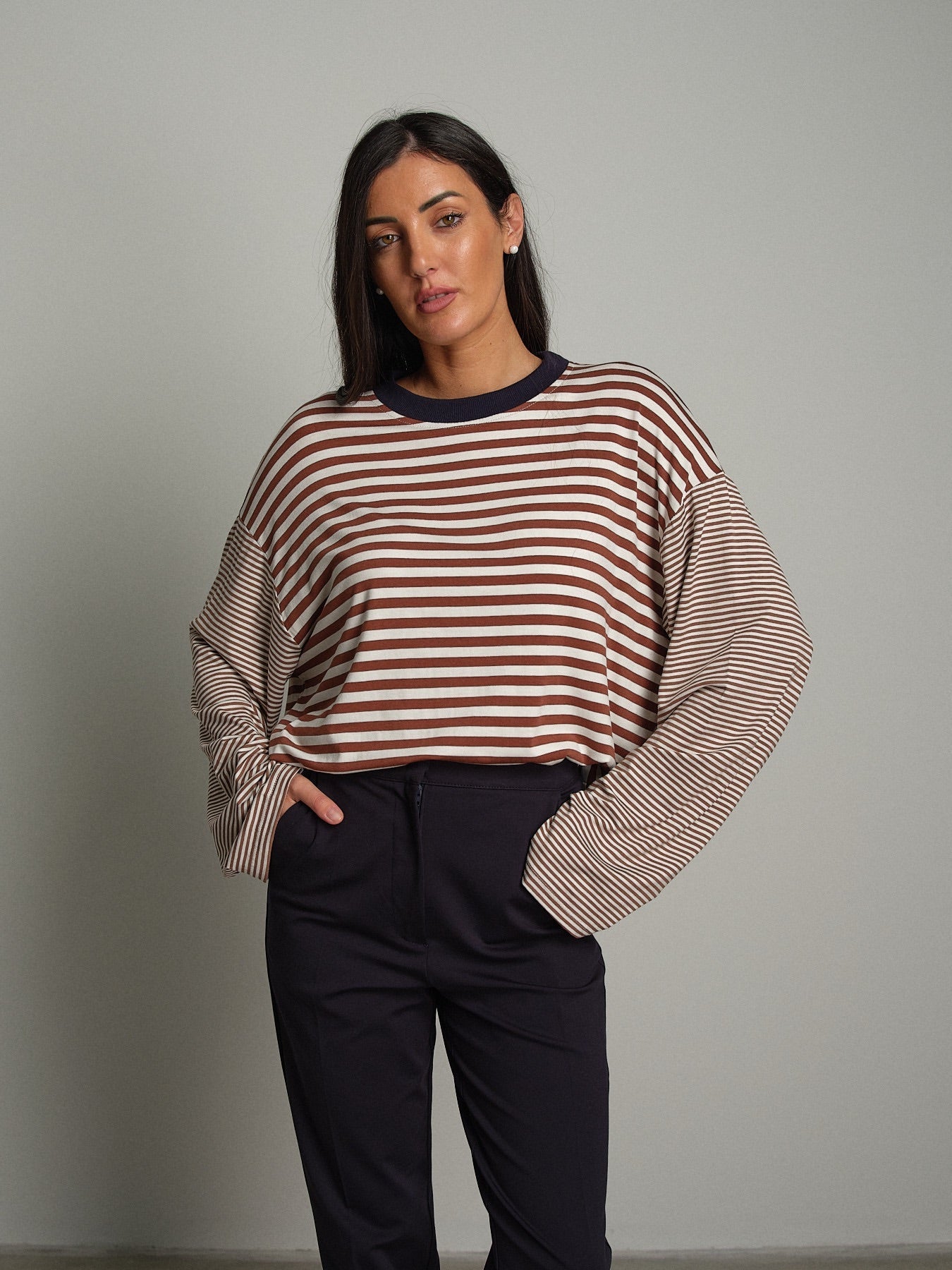 Maglia doppia riga Bruciato Haveone TXT-R025;Maglia doppia riga Bruciato Haveone TXT-R025 — foto 2;Maglia doppia riga Bruciato Haveone TXT-R025 — foto 3