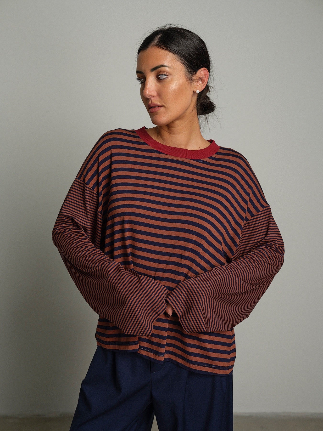 Maglia doppia riga Tabacco Haveone TXT-R025;Maglia doppia riga Tabacco Haveone TXT-R025 — foto 2;Maglia doppia riga Tabacco Haveone TXT-R025 — foto 3