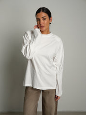 Maglia trapezio spalle imbottite Bianco-ottico Haveone TXT-R044;Maglia trapezio spalle imbottite Bianco-ottico Haveone TXT-R044 — foto 2;Maglia trapezio spalle imbottite Bianco-ottico Haveone TXT-R044 — foto 3