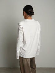 Maglia trapezio spalle imbottite Bianco-ottico Haveone TXT-R044;Maglia trapezio spalle imbottite Bianco-ottico Haveone TXT-R044 — foto 2;Maglia trapezio spalle imbottite Bianco-ottico Haveone TXT-R044 — foto 3