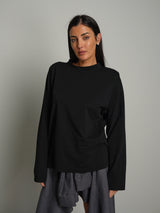 Maglia trapezio spalle imbottite - Nero