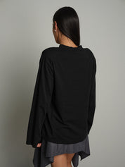 Maglia trapezio spalle imbottite Nero Haveone TXT-R044;Maglia trapezio spalle imbottite Nero Haveone TXT-R044 — foto 2;Maglia trapezio spalle imbottite Nero Haveone TXT-R044 — foto 3