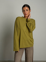 Maglia trapezio spalle imbottite Verde-oliva Haveone TXT-R044;Maglia trapezio spalle imbottite Verde-oliva Haveone TXT-R044 — foto 2;Maglia trapezio spalle imbottite Verde-oliva Haveone TXT-R044 — foto 3