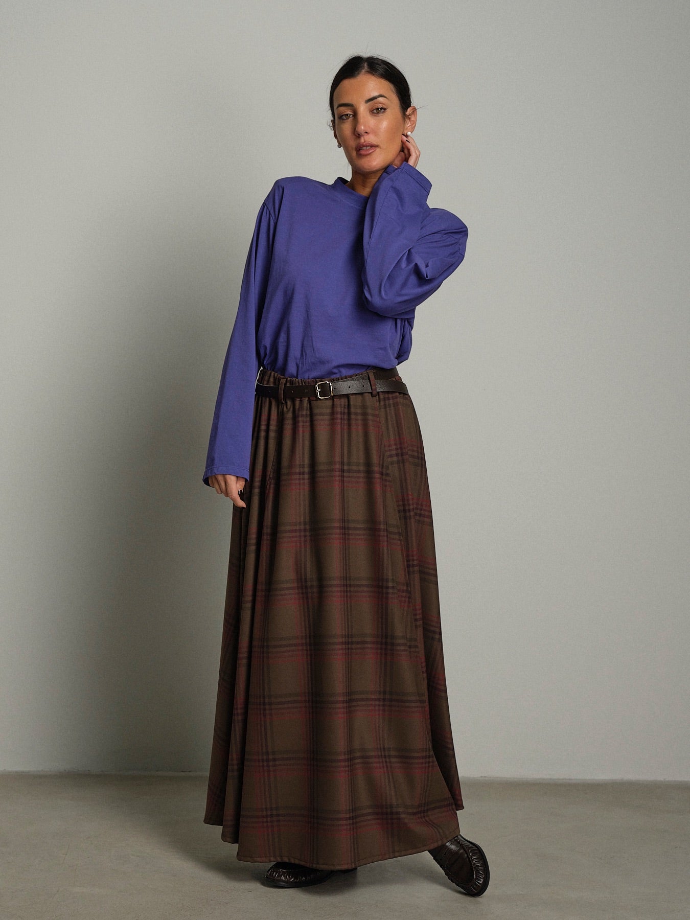 Maglia trapezio spalle imbottite Viola Haveone TXT-R044;Maglia trapezio spalle imbottite Viola Haveone TXT-R044 — foto 2;Maglia trapezio spalle imbottite Viola Haveone TXT-R044 — foto 3