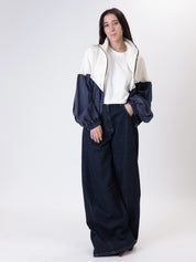 Cream/blue cupro zip jacket