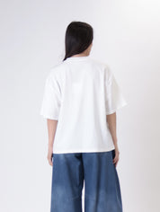 T-shirt tasca pailettes panna