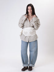 Camicia quadri foulard beige