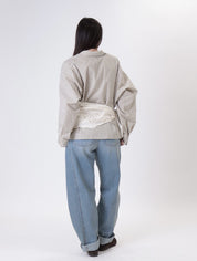 Camicia quadri foulard beige