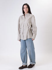 Camicia quadri lacci beige