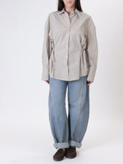Camicia quadri lacci beige