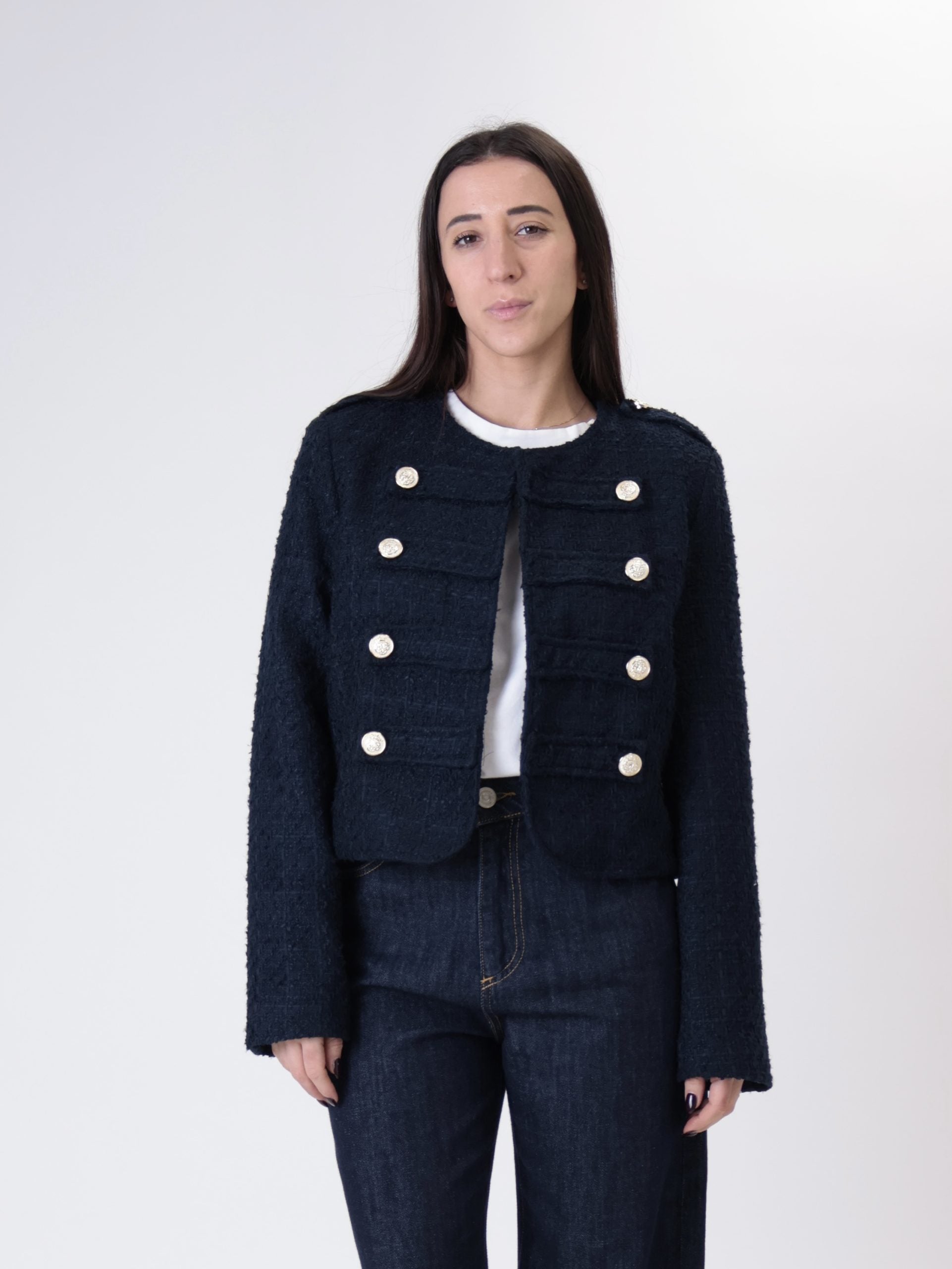 Giacca napoleone tweed blu