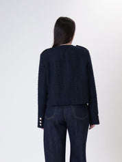 Giacca napoleone tweed blu