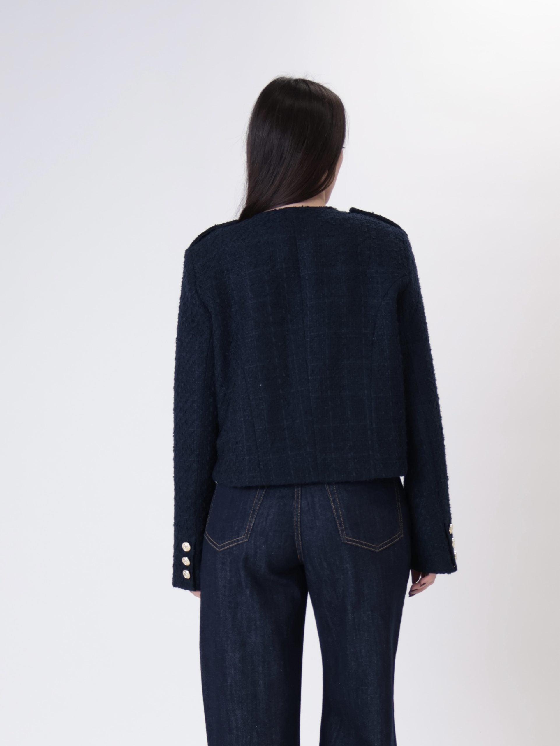 Giacca napoleone tweed blu