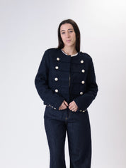 Giacca napoleone tweed blu
