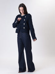 Giacca napoleone tweed blu