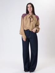 Camicia cupro senape/vino