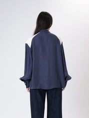 Cupro cream/blue shirt