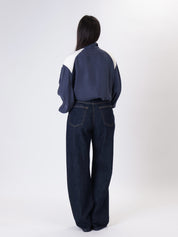 Cupro cream/blue shirt