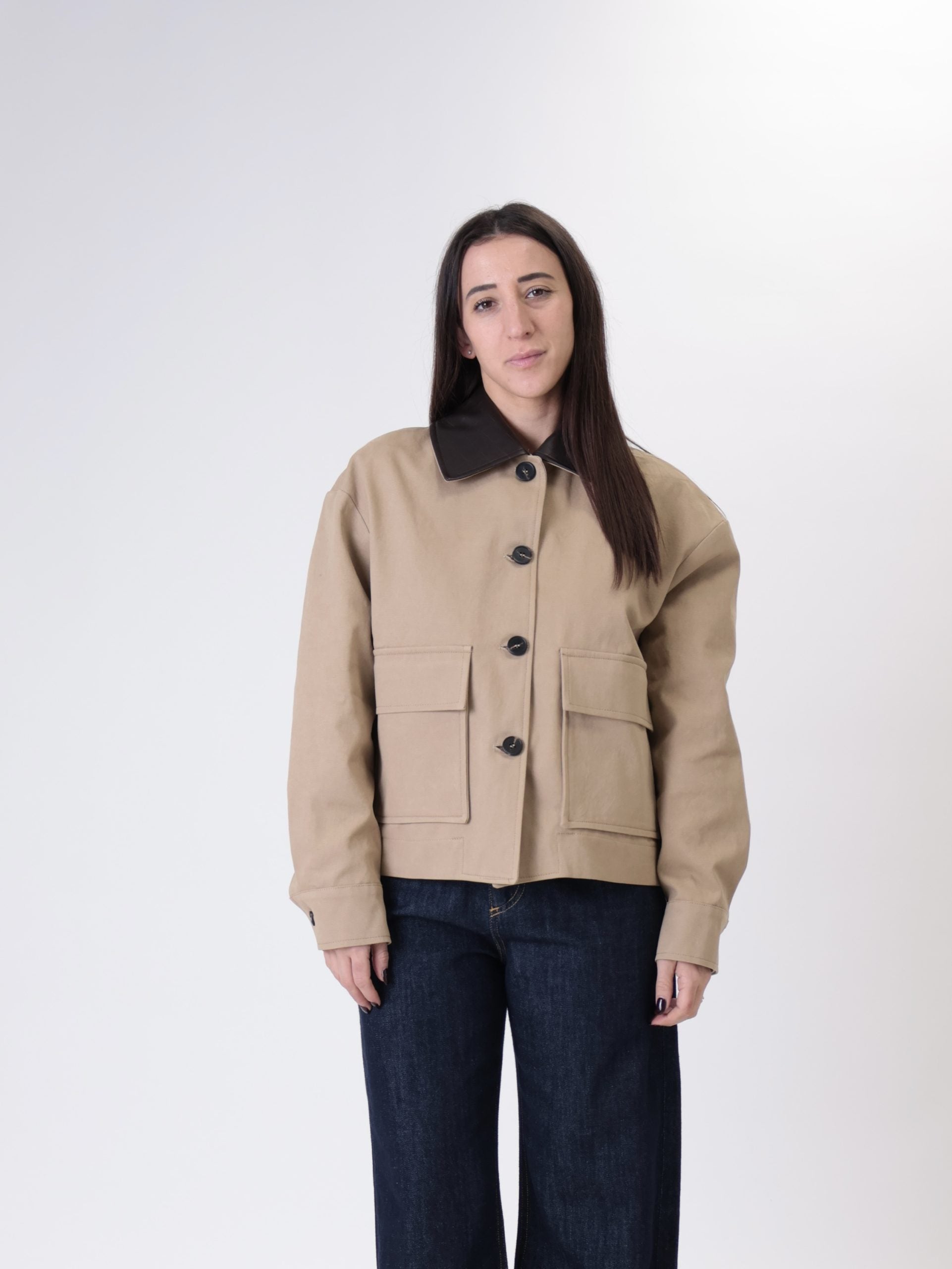 Bomber colletto moro intrecciato beige