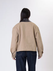 Bomber colletto moro intrecciato beige