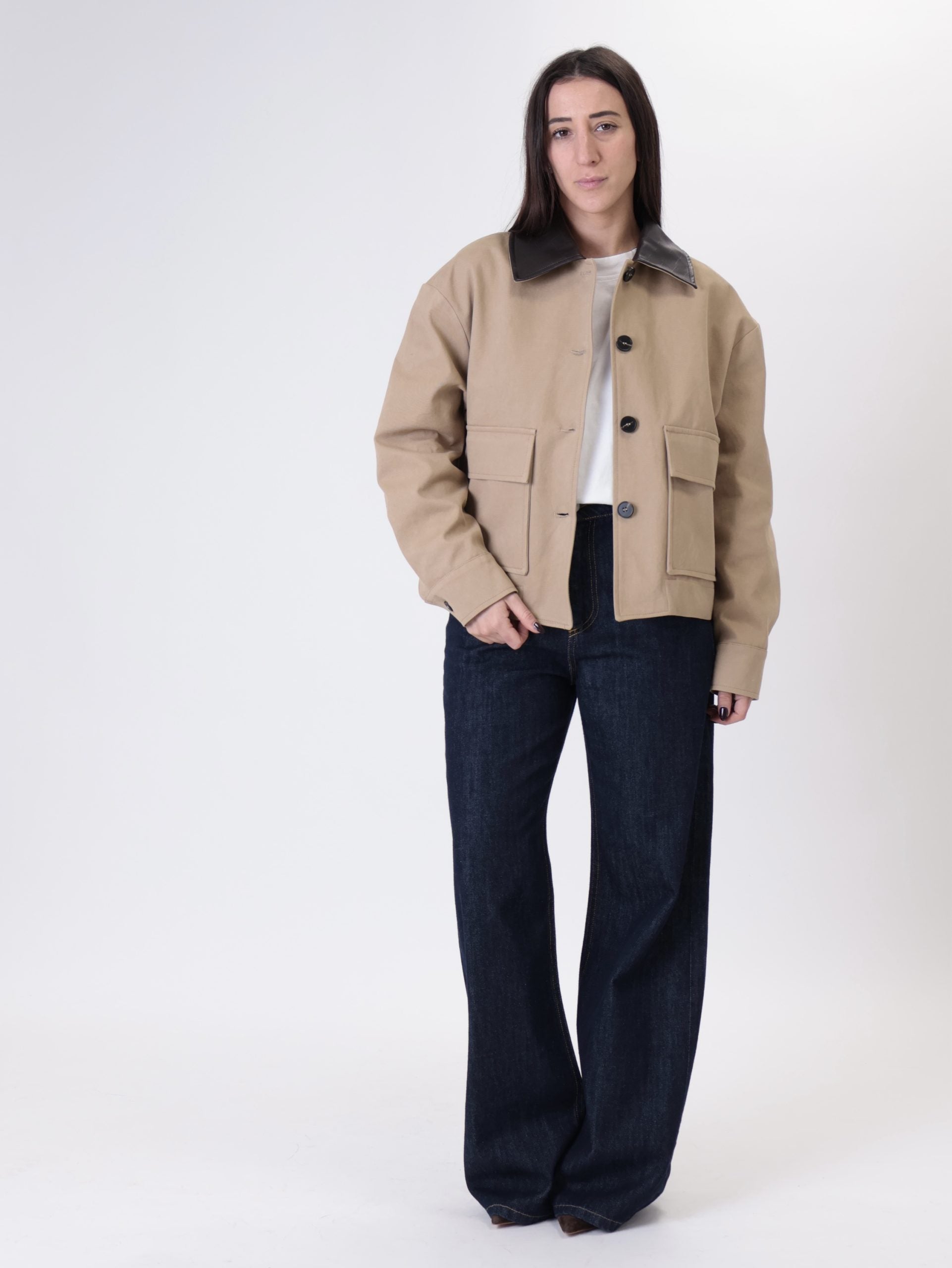Bomber colletto moro intrecciato beige